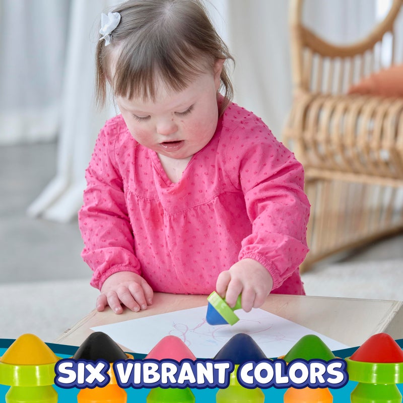 READY 2 LEARN Easy Grip Crayons | Non Toxic | Six Colors | 18m+ | Chunky, Palm-Grasp Toddler Crayons | Easy to Hold | Refills Available - Image 2